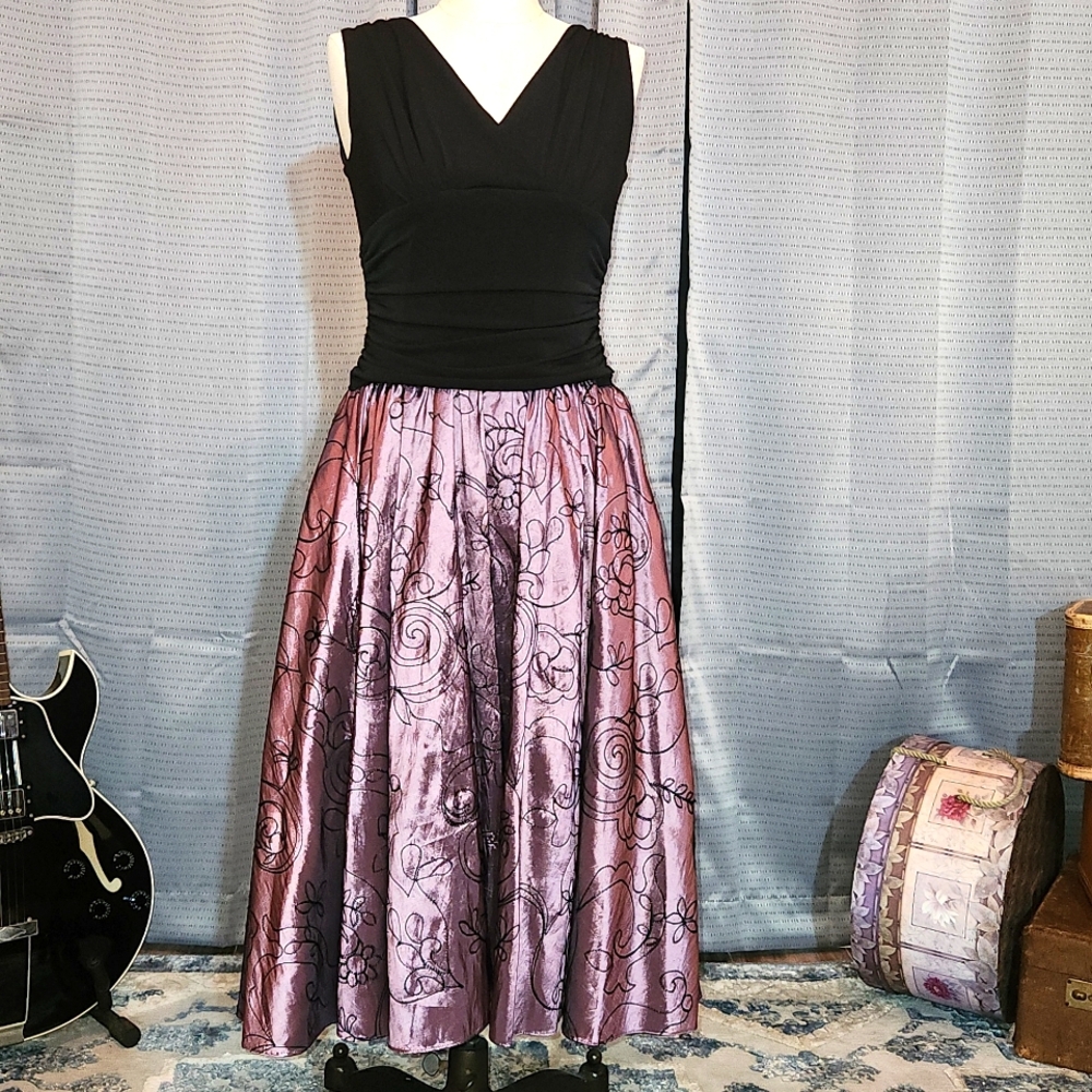 Women's purple and black ballroom dress